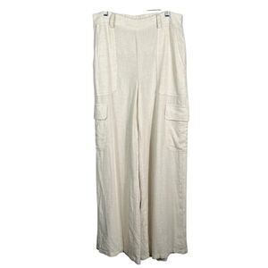 Adrianna Papell Cream Wide-Leg Cargo Pants
